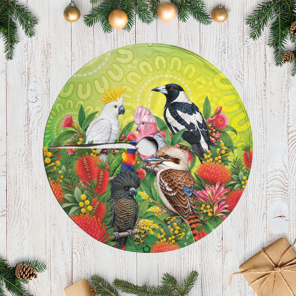Australian Native Birds Tree Skirt Art Dot Painting Pattern