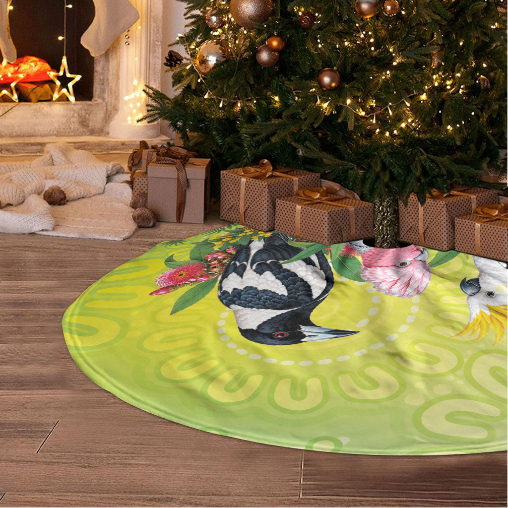 Australian Native Birds Tree Skirt Art Dot Painting Pattern