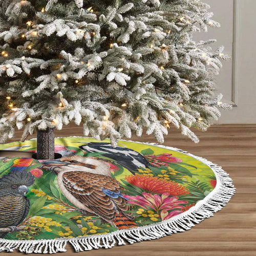 Australian Native Birds Tree Skirt Art Dot Painting Pattern