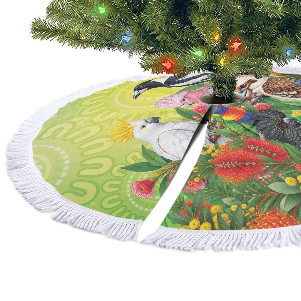 Australian Native Birds Tree Skirt Art Dot Painting Pattern