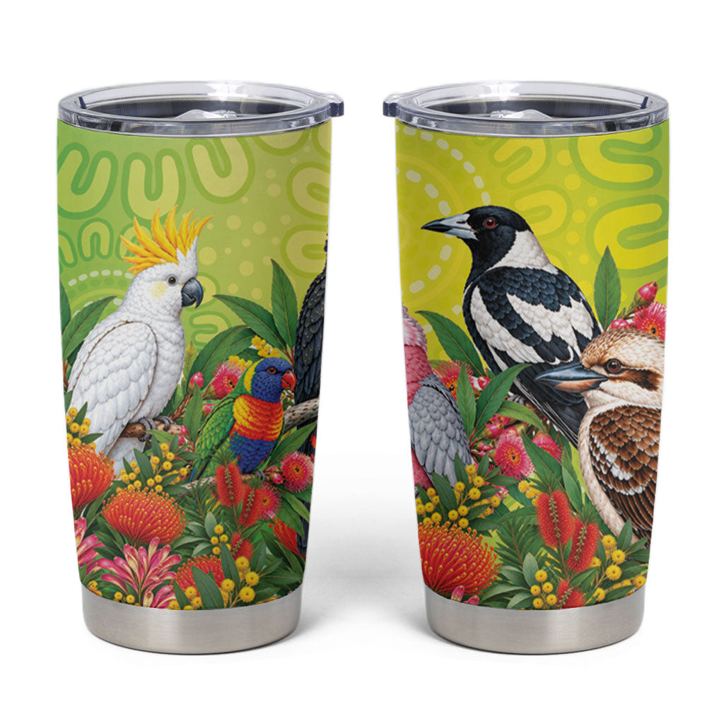 Australian Native Birds Tumbler Cup Art Dot Painting Pattern