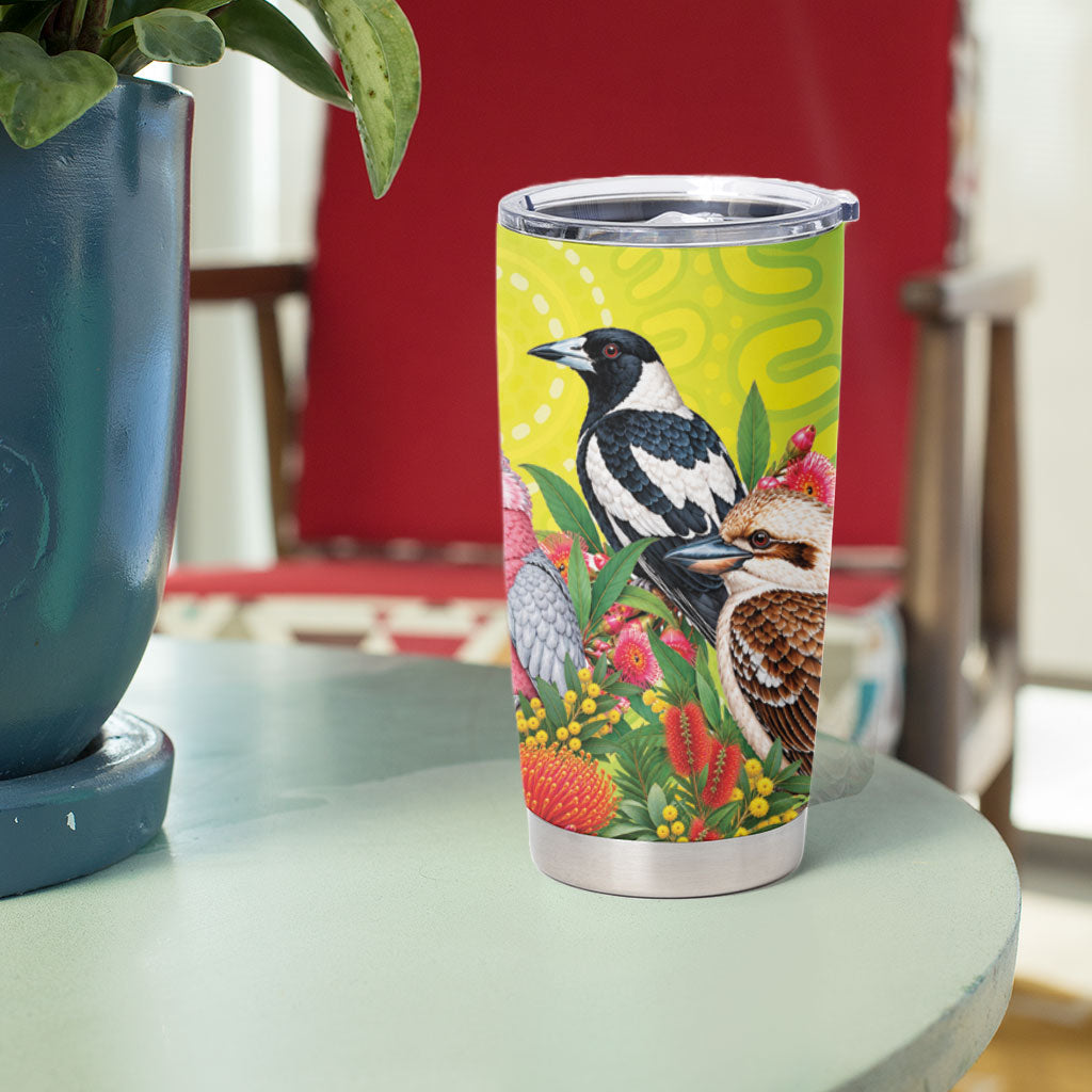 Australian Native Birds Tumbler Cup Art Dot Painting Pattern