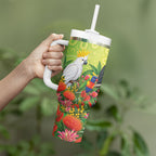 Australian Native Birds Tumbler With Handle Art Dot Painting Pattern