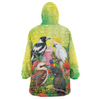 Australian Native Birds Wearable Blanket Hoodie Art Dot Painting Pattern