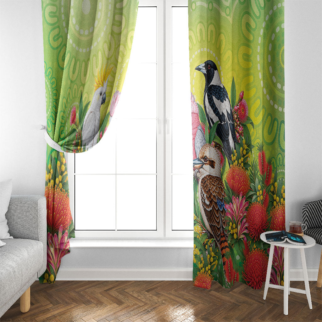 Australian Native Birds Window Curtain Art Dot Painting Pattern
