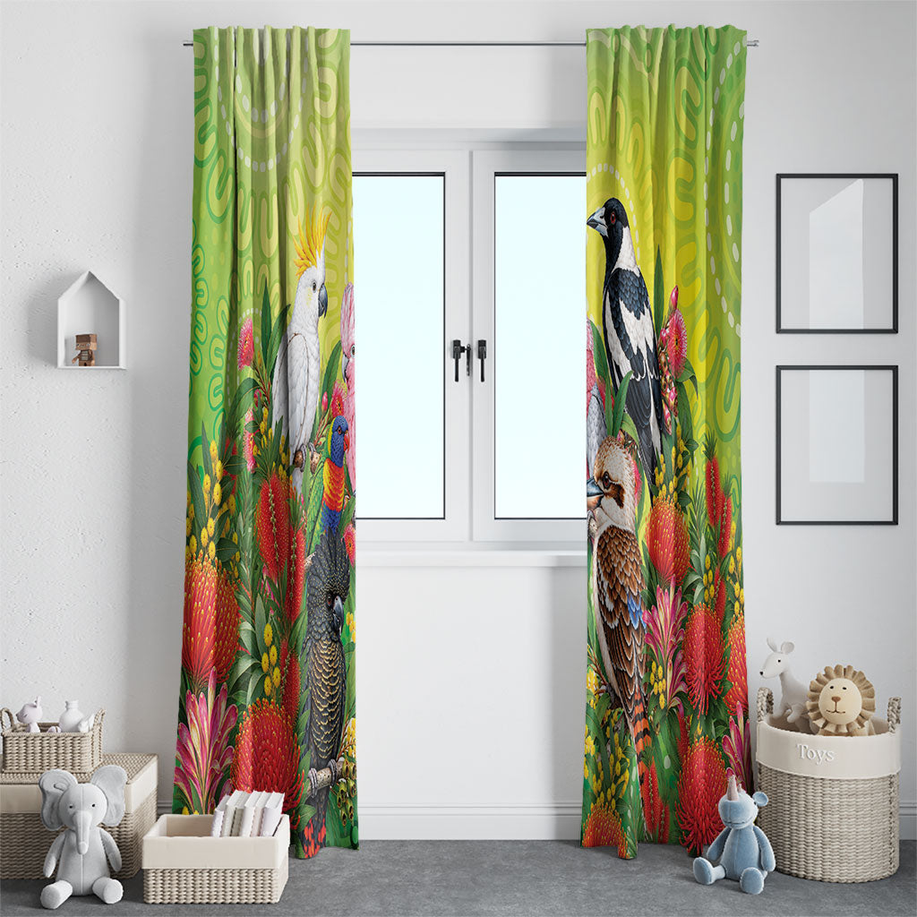 Australian Native Birds Window Curtain Art Dot Painting Pattern