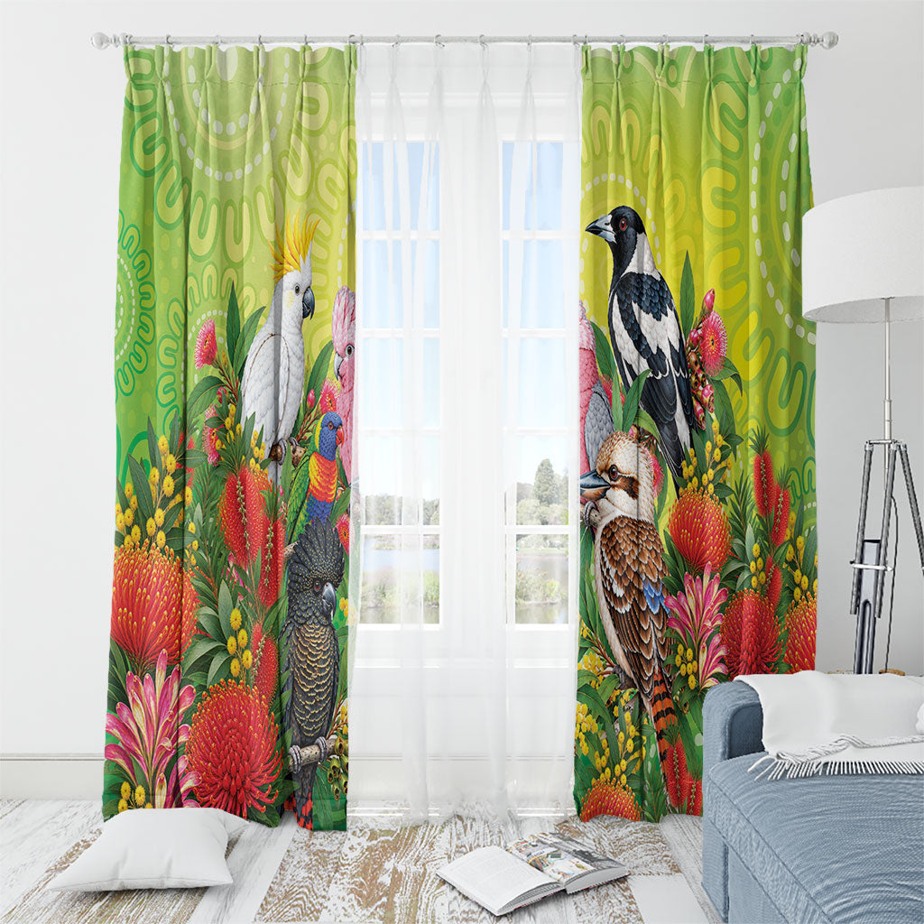 Australian Native Birds Window Curtain Art Dot Painting Pattern