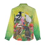 Australian Native Birds Women Casual Shirt Art Dot Painting Pattern