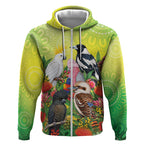 Australian Native Birds Zip Hoodie Art Dot Painting Pattern