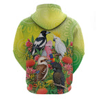 Australian Native Birds Zip Hoodie Art Dot Painting Pattern