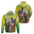 Australian Native Birds Zip Hoodie Art Dot Painting Pattern