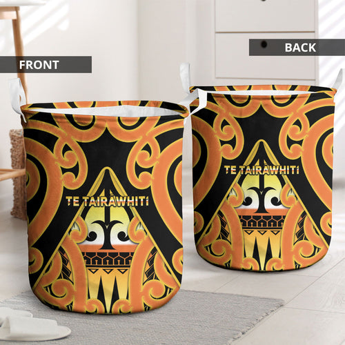New Zealand Te Tairawhiti Laundry Basket Maori Koru Pattern