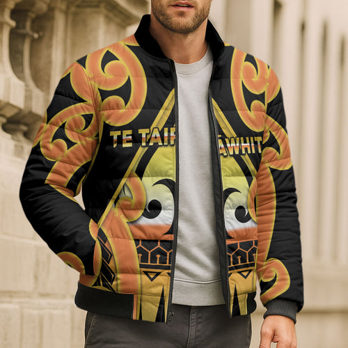 Personalised New Zealand Te Tairawhiti Bomber Puffer Jacket Maori Koru Pattern