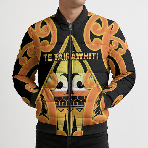 Personalised New Zealand Te Tairawhiti Bomber Puffer Jacket Maori Koru Pattern