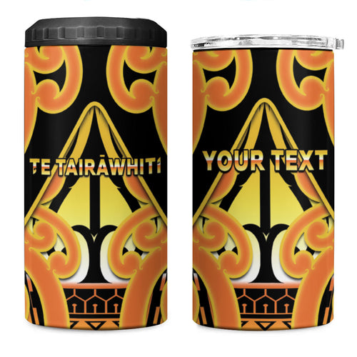 Personalised New Zealand Te Tairawhiti 4 in 1 Can Cooler Tumbler Maori Koru Pattern