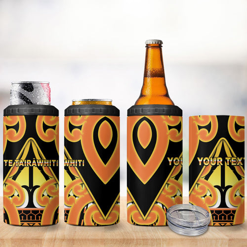 Personalised New Zealand Te Tairawhiti 4 in 1 Can Cooler Tumbler Maori Koru Pattern