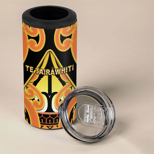 Personalised New Zealand Te Tairawhiti 4 in 1 Can Cooler Tumbler Maori Koru Pattern
