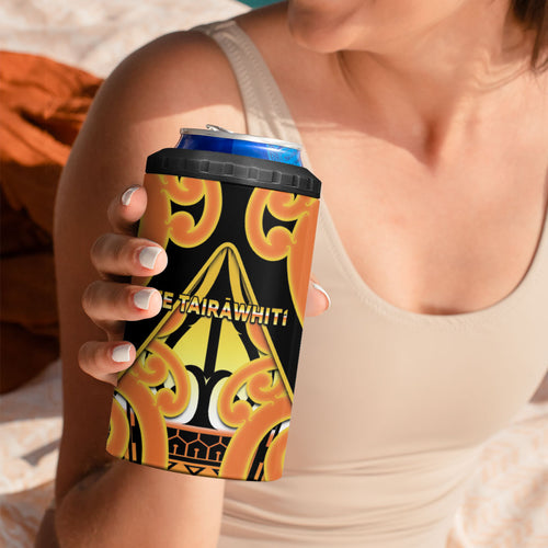 Personalised New Zealand Te Tairawhiti 4 in 1 Can Cooler Tumbler Maori Koru Pattern
