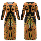 Personalised New Zealand Te Tairawhiti Couples Matching Long Sleeve Bodycon Dress and Hawaiian Shirt Maori Koru Pattern