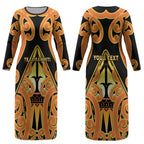Personalised New Zealand Te Tairawhiti Couples Matching Long Sleeve Bodycon Dress and Long Sleeve Button Shirt Maori Koru Pattern