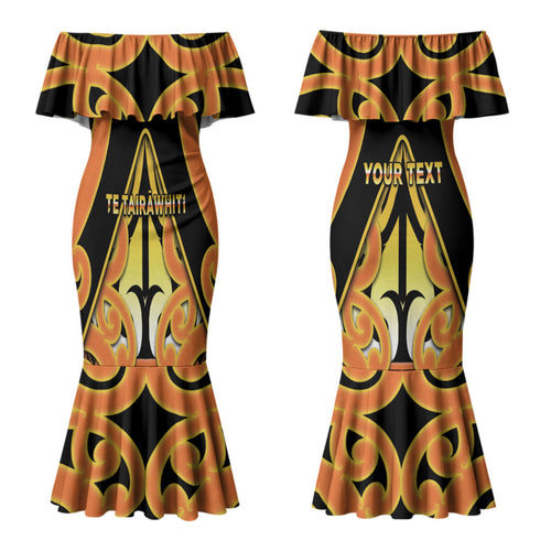Personalised New Zealand Te Tairawhiti Couples Matching Mermaid Dress and Hawaiian Shirt Maori Koru Pattern
