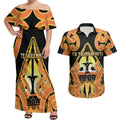Personalised New Zealand Te Tairawhiti Couples Matching Off Shoulder Maxi Dress and Hawaiian Shirt Maori Koru Pattern