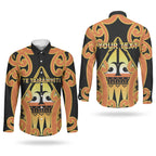 Personalised New Zealand Te Tairawhiti Couples Matching Off Shoulder Maxi Dress and Long Sleeve Button Shirt Maori Koru Pattern