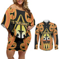 Personalised New Zealand Te Tairawhiti Couples Matching Off Shoulder Short Dress and Long Sleeve Button Shirt Maori Koru Pattern