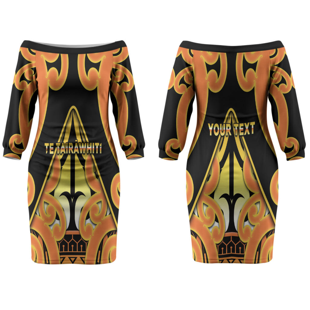 Personalised New Zealand Te Tairawhiti Couples Matching Off The Shoulder Long Sleeve Dress and Hawaiian Shirt Maori Koru Pattern