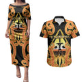 Personalised New Zealand Te Tairawhiti Couples Matching Puletasi and Hawaiian Shirt Maori Koru Pattern