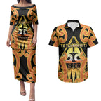 Personalised New Zealand Te Tairawhiti Couples Matching Puletasi and Hawaiian Shirt Maori Koru Pattern