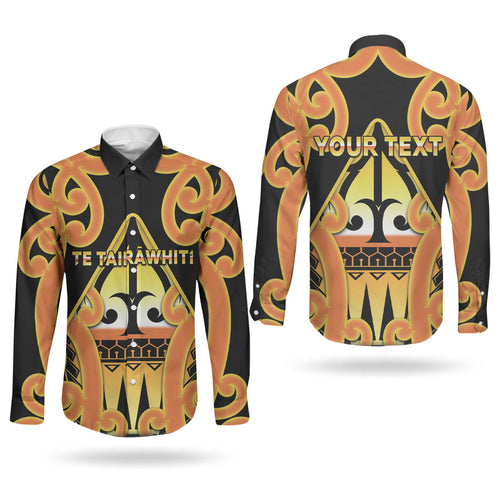 Personalised New Zealand Te Tairawhiti Couples Matching Puletasi and Long Sleeve Button Shirt Maori Koru Pattern