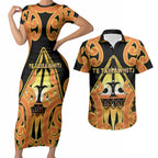 Personalised New Zealand Te Tairawhiti Couples Matching Short Sleeve Bodycon Dress and Hawaiian Shirt Maori Koru Pattern