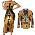 Personalised New Zealand Te Tairawhiti Couples Matching Short Sleeve Bodycon Dress and Long Sleeve Button Shirt Maori Koru Pattern