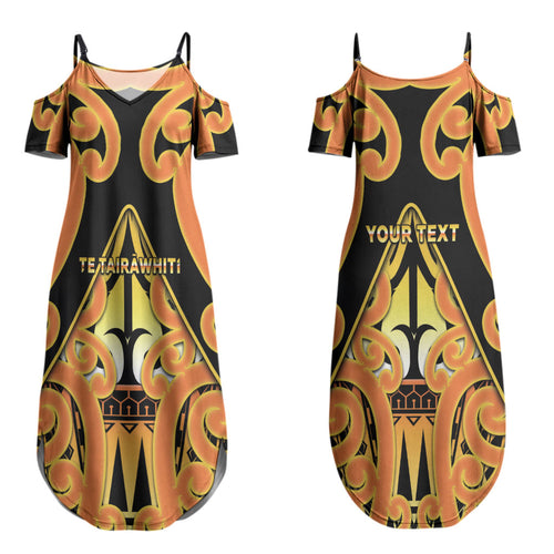 Personalised New Zealand Te Tairawhiti Couples Matching Summer Maxi Dress and Hawaiian Shirt Maori Koru Pattern