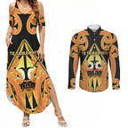 Personalised New Zealand Te Tairawhiti Couples Matching Summer Maxi Dress and Long Sleeve Button Shirt Maori Koru Pattern