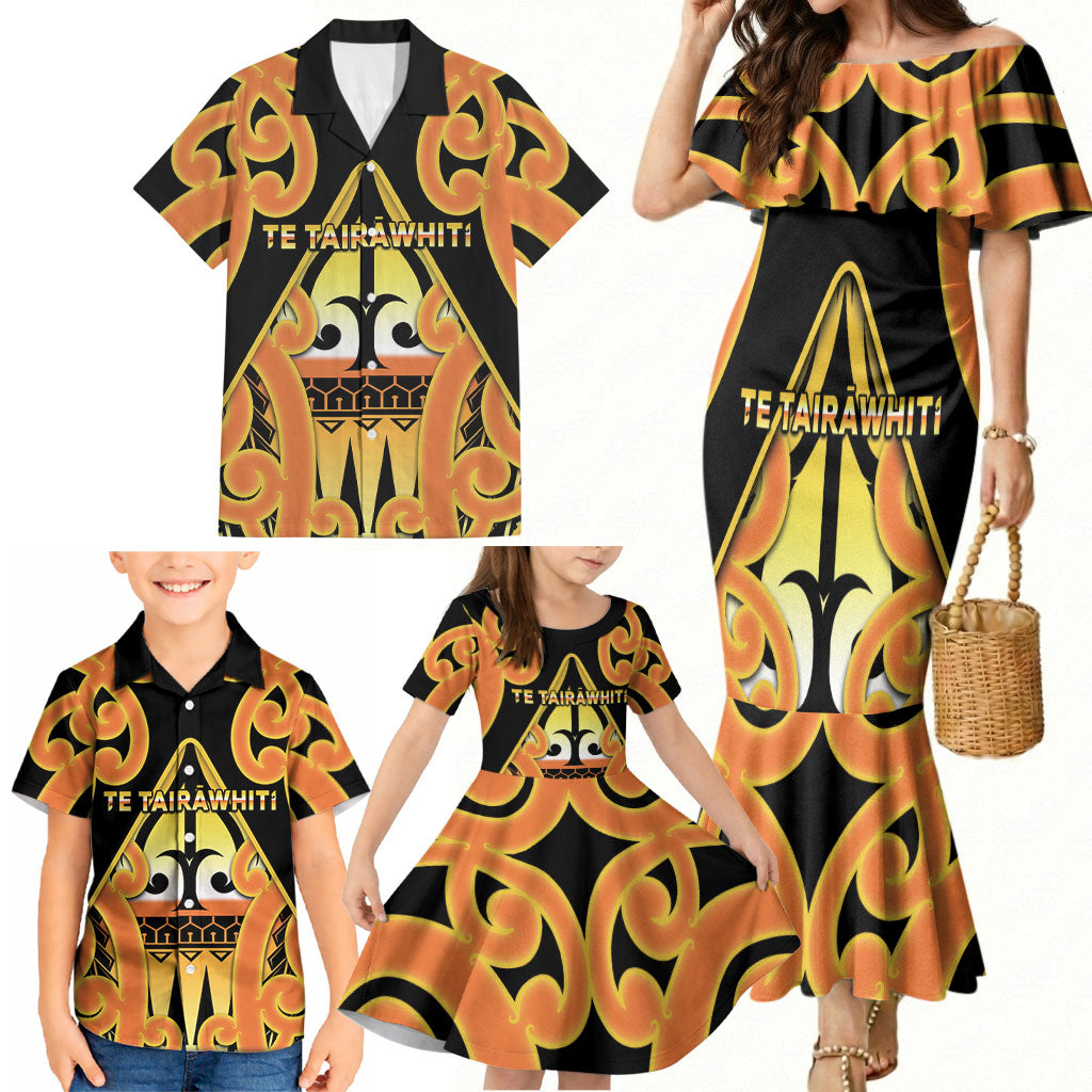 Personalised New Zealand Te Tairawhiti Family Matching Mermaid Dress and Hawaiian Shirt Maori Koru Pattern