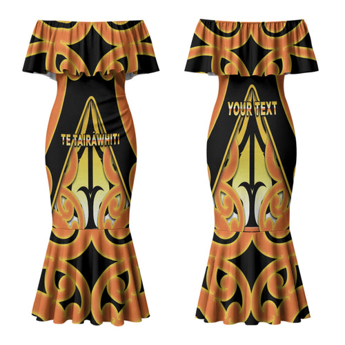 Personalised New Zealand Te Tairawhiti Family Matching Mermaid Dress and Hawaiian Shirt Maori Koru Pattern