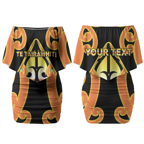Personalised New Zealand Te Tairawhiti Family Matching Off Shoulder Short Dress and Hawaiian Shirt Maori Koru Pattern