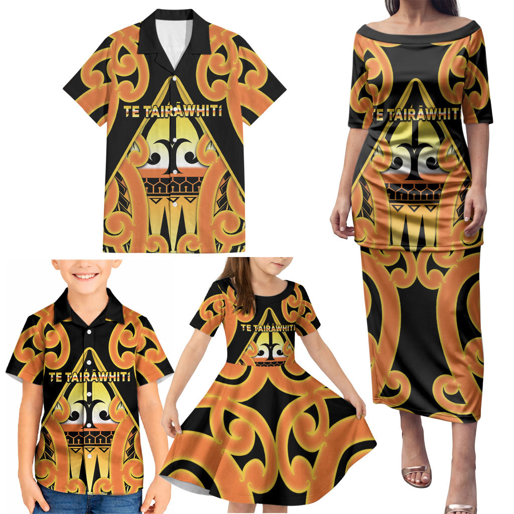 Personalised New Zealand Te Tairawhiti Family Matching Puletasi and Hawaiian Shirt Maori Koru Pattern