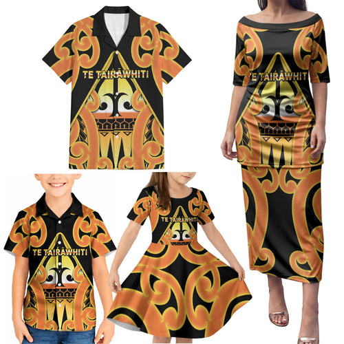 Personalised New Zealand Te Tairawhiti Family Matching Puletasi and Hawaiian Shirt Maori Koru Pattern