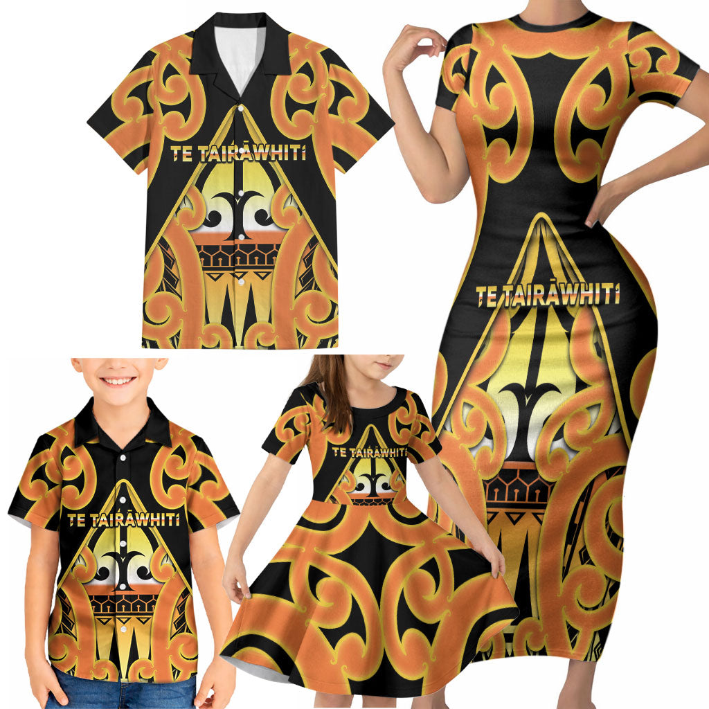 Personalised New Zealand Te Tairawhiti Family Matching Short Sleeve Bodycon Dress and Hawaiian Shirt Maori Koru Pattern