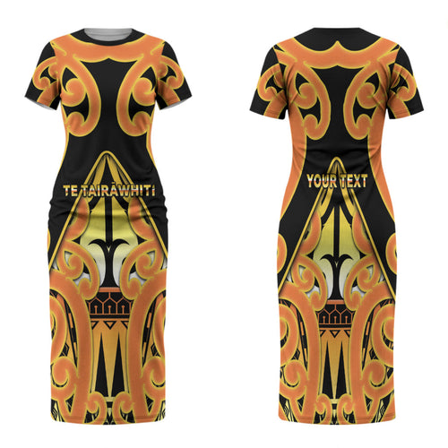 Personalised New Zealand Te Tairawhiti Family Matching Short Sleeve Bodycon Dress and Hawaiian Shirt Maori Koru Pattern