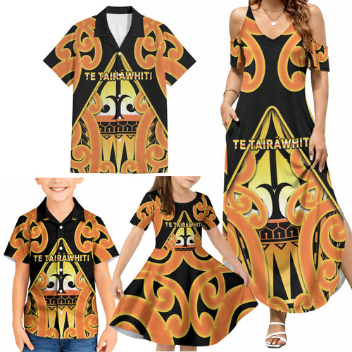 Personalised New Zealand Te Tairawhiti Family Matching Summer Maxi Dress and Hawaiian Shirt Maori Koru Pattern