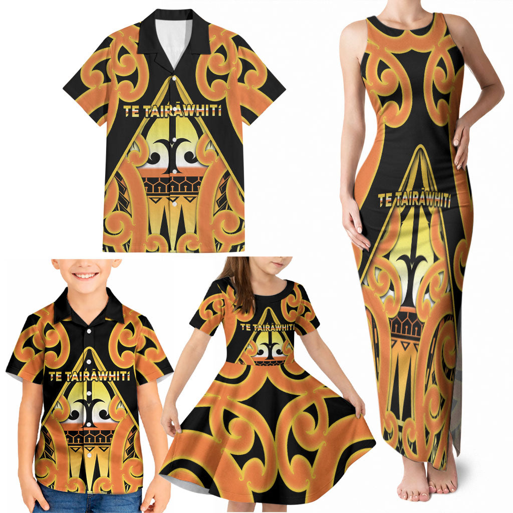 Personalised New Zealand Te Tairawhiti Family Matching Tank Maxi Dress and Hawaiian Shirt Maori Koru Pattern