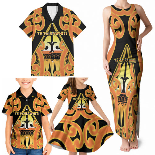 Personalised New Zealand Te Tairawhiti Family Matching Tank Maxi Dress and Hawaiian Shirt Maori Koru Pattern