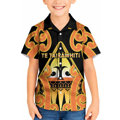 Personalised New Zealand Te Tairawhiti Kid Hawaiian Shirt Maori Koru Pattern