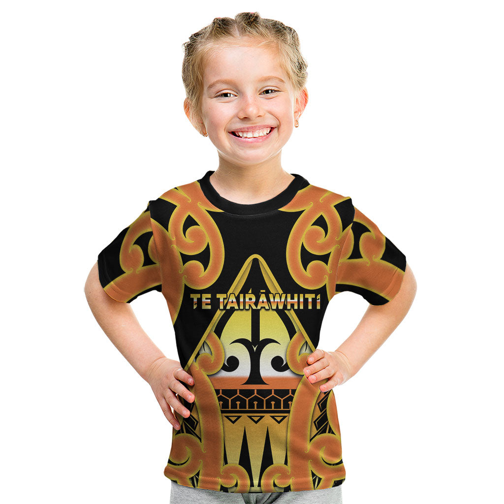Personalised New Zealand Te Tairawhiti Kid T Shirt Maori Koru Pattern