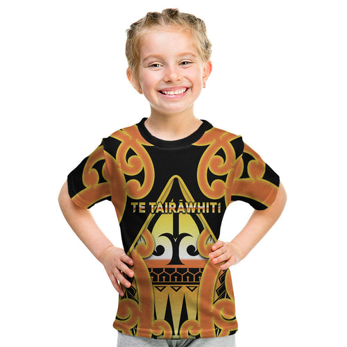 Personalised New Zealand Te Tairawhiti Kid T Shirt Maori Koru Pattern