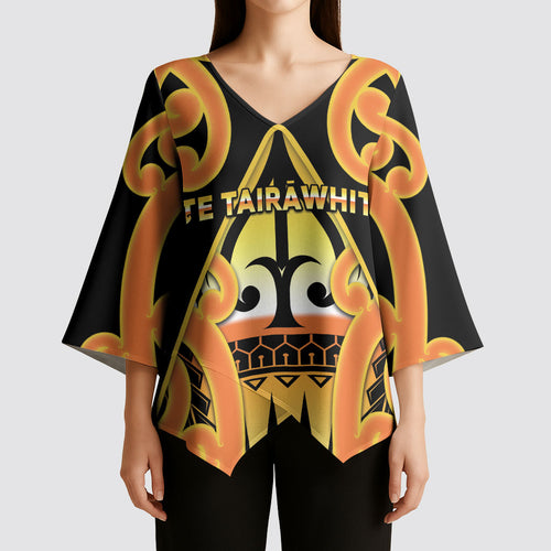 Personalised New Zealand Te Tairawhiti Kimono Sleeve Blouse Maori Koru Pattern